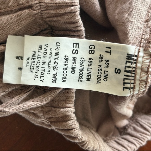 Melville Linen Blend Tan Beige Cargo Pants with Waist Tie Size Small - Picture 6 of 8